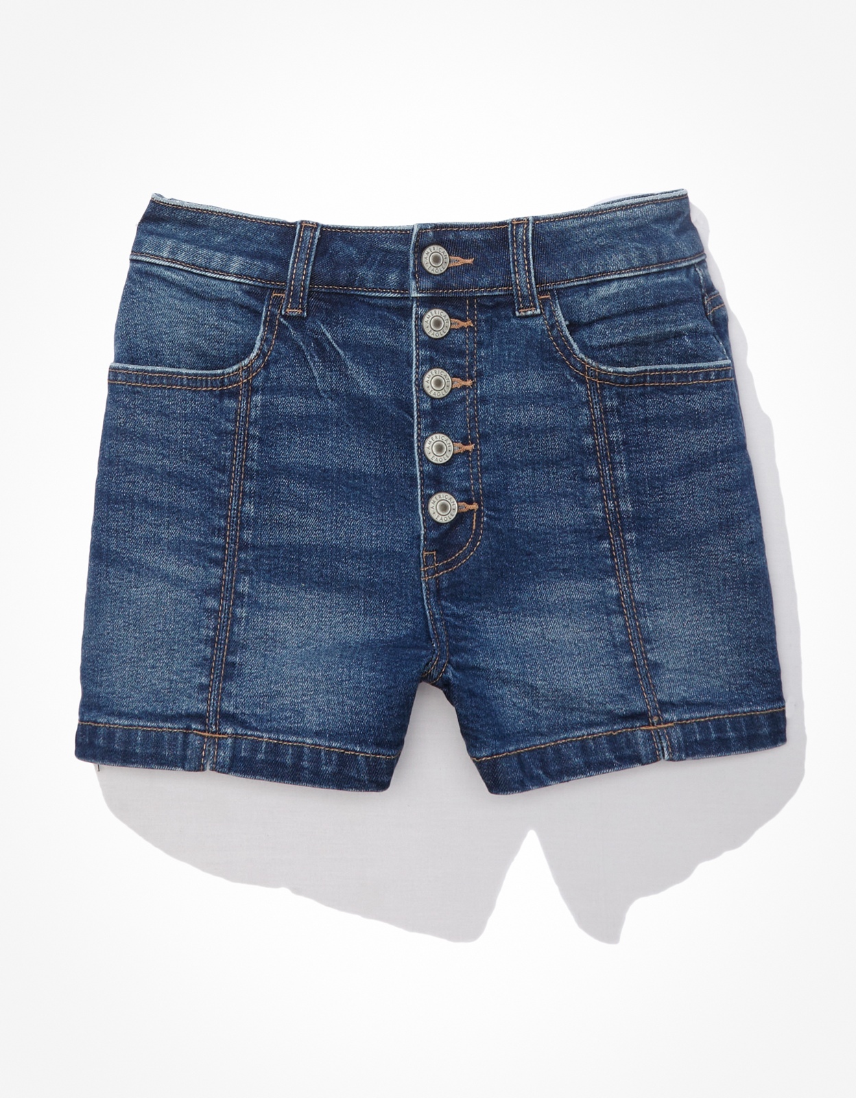 American Eagle Stretch Denim Mom Shorts In Indigo Blue