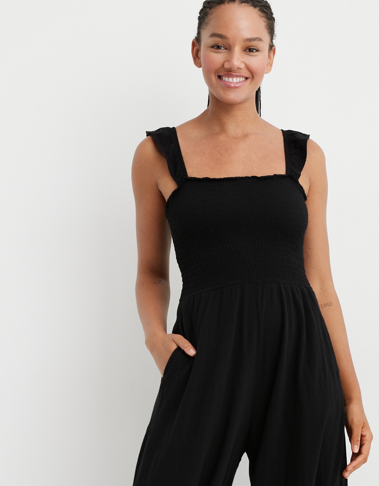 aerie black jumpsuit