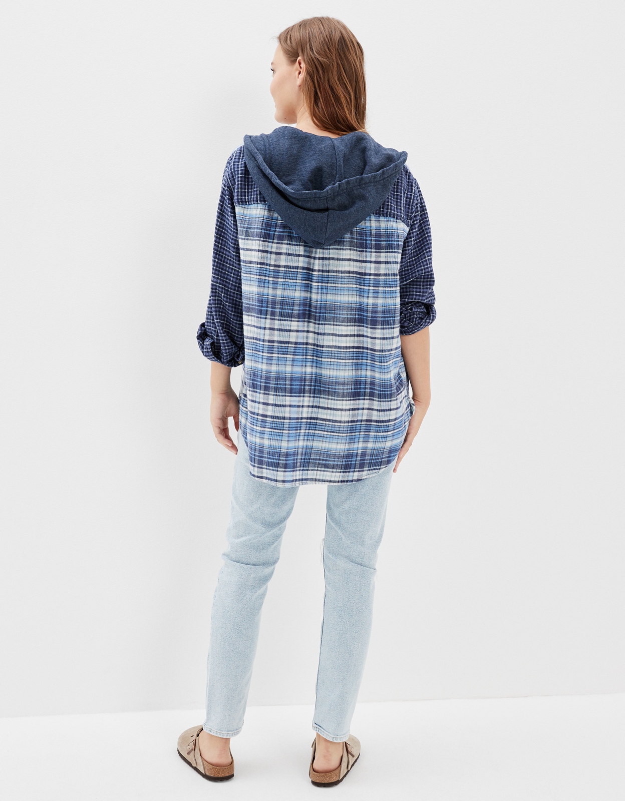 ae oversized hooded flannel shirt