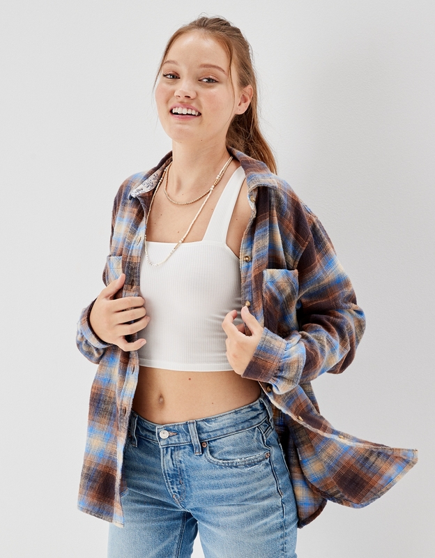 American Eagle Outfitters, Tops, New American Eagle Womens Oversized  Flannel Shirt