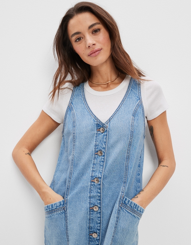 Monki denim clearance pinafore dress