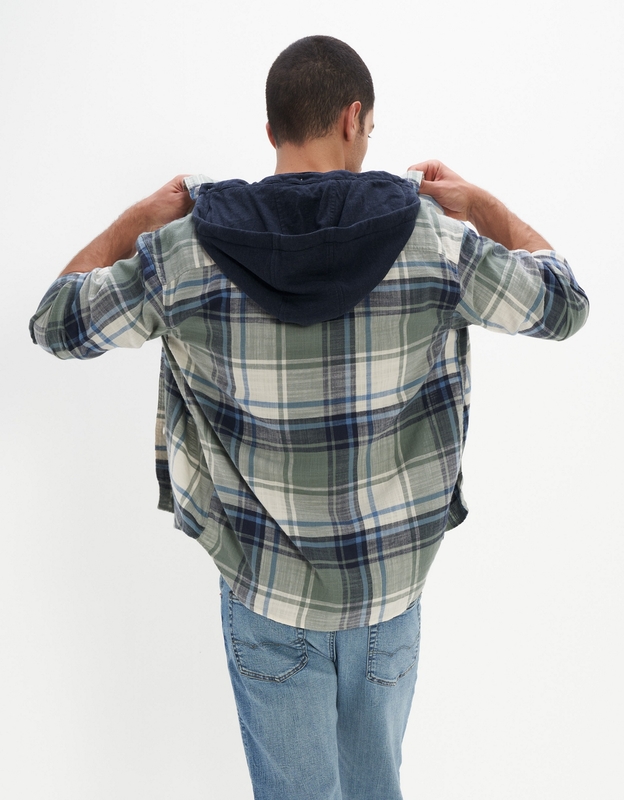 Buy AE Super Soft Hooded Flannel Shirt online