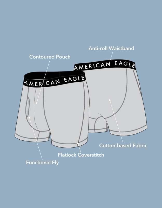 American Eagle Men's Aeo Eagle 6 Flex Boxer Brief XS Onyx Black